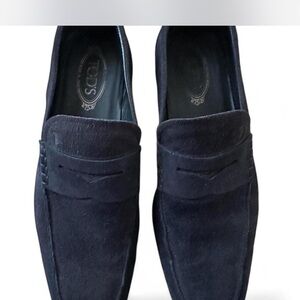 Tod's Men's Black Suede Penny Loafers